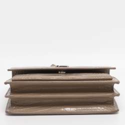 Pre Owned Saint Laurent Taupe Croc Embossed Leather Medium Sunset Shoulder Bag