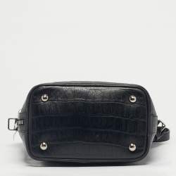 Pre Owned Saint Laurent Black Croc Embossed Leather Emmanuelle Bucket Bag
