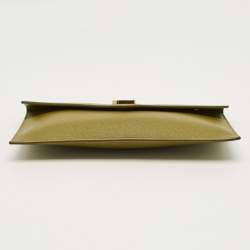 Pre Owned Saint Laurent Olive Green Leather Uptown Clutch