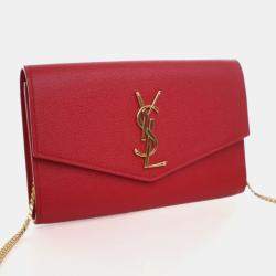 Pre Owned Saint Laurent Calfskin Uptown Chain Wallet