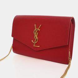 Pre Owned Saint Laurent Calfskin Uptown Chain Wallet