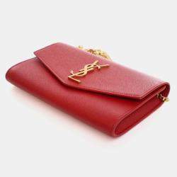 Pre Owned Saint Laurent Calfskin Uptown Chain Wallet