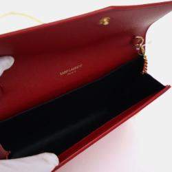 Pre Owned Saint Laurent Calfskin Uptown Chain Wallet