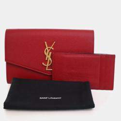 Pre Owned Saint Laurent Calfskin Uptown Chain Wallet