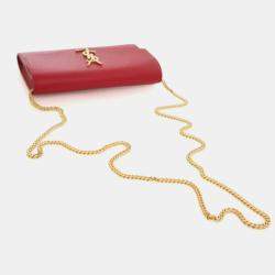 Pre Owned Saint Laurent Calfskin Uptown Chain Wallet