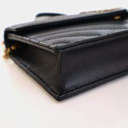 Pre Owned Saint Laurent Grained Calfskin Cassandre Envelope Wallet On Chain (WOC)