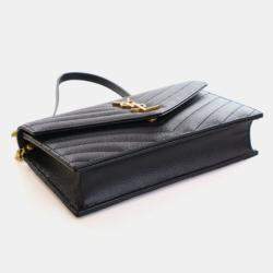 Pre Owned Saint Laurent Grained Calfskin Cassandre Envelope Wallet On Chain (WOC)