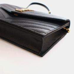 Pre Owned Saint Laurent Grained Calfskin Cassandre Envelope Wallet On Chain (WOC)