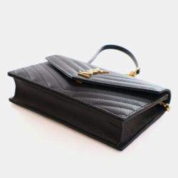 Pre Owned Saint Laurent Grained Calfskin Cassandre Envelope Wallet On Chain (WOC)