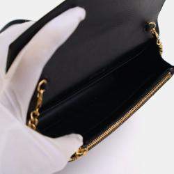 Pre Owned Saint Laurent Grained Calfskin Cassandre Envelope Wallet On Chain (WOC)