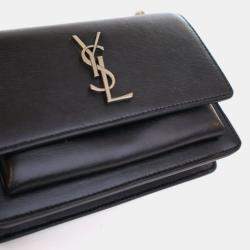 Pre Owned Saint Laurent Mini Calfskin Sunset Flap Bag