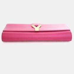 Pre Owned Saint Laurent Pink Calfskin Y Ligne Clutch
