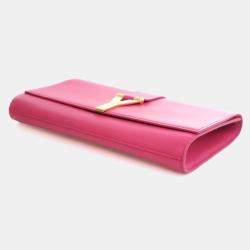 Pre Owned Saint Laurent Pink Calfskin Y Ligne Clutch