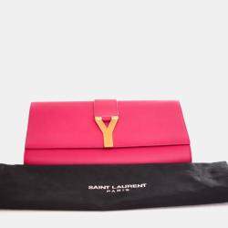 Pre Owned Saint Laurent Pink Calfskin Y Ligne Clutch