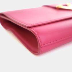 Pre Owned Saint Laurent Pink Calfskin Y Ligne Clutch