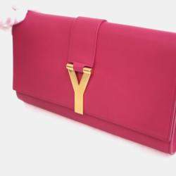 Pre Owned Saint Laurent Pink Calfskin Y Ligne Clutch
