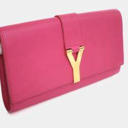 Pre Owned Saint Laurent Pink Calfskin Y Ligne Clutch