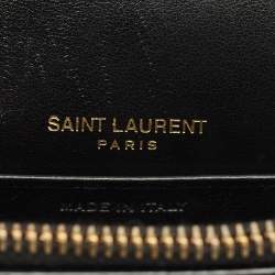 Pre Owned Saint Laurent Black Croc Embossed Leather Sunset Wallet on Chain