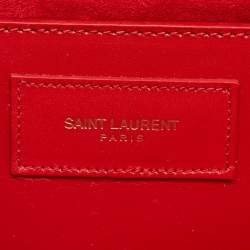 Pre Owned Saint Laurent Red Leather Cassandre Clutch