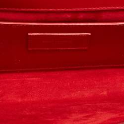 Pre Owned Saint Laurent Red Leather Cassandre Clutch