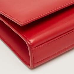 Pre Owned Saint Laurent Red Leather Cassandre Clutch