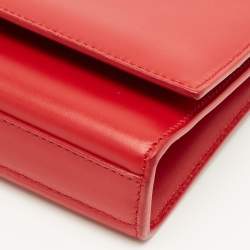Pre Owned Saint Laurent Red Leather Cassandre Clutch