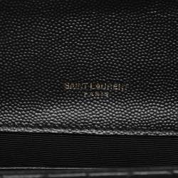 Pre Owned Saint Laurent Black Mix Matelassé Leather Medium Envelope Chain Bag