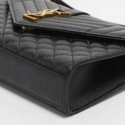 Pre Owned Saint Laurent Black Mix Matelassé Leather Medium Envelope Chain Bag