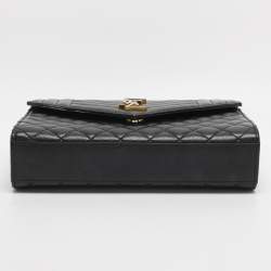 Pre Owned Saint Laurent Black Mix Matelassé Leather Medium Envelope Chain Bag