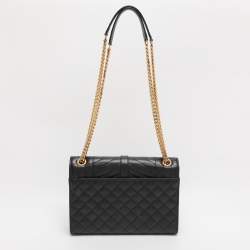Pre Owned Saint Laurent Black Mix Matelassé Leather Medium Envelope Chain Bag
