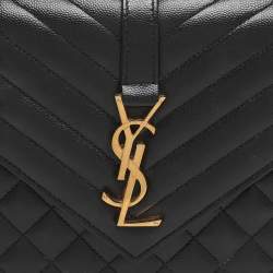 Pre Owned Saint Laurent Black Mix Matelassé Leather Medium Envelope Chain Bag