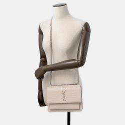 Pre Owned Saint Laurent Paris Sunset Chain shoulder Jasmin Flower Croco Embossed Leather Size Medium