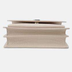 Pre Owned Saint Laurent Paris Sunset Chain shoulder Jasmin Flower Croco Embossed Leather Size Medium