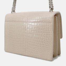 Pre Owned Saint Laurent Paris Sunset Chain shoulder Jasmin Flower Croco Embossed Leather Size Medium