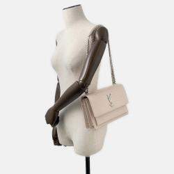 Pre Owned Saint Laurent Paris Sunset Chain shoulder Jasmin Flower Croco Embossed Leather Size Medium