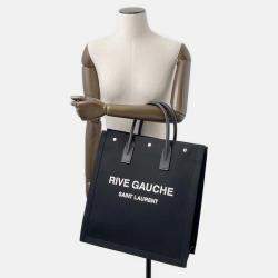 Pre Owned Saint Laurent Paris Rive Gauche Tote Bag Black Canvas