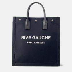 Pre Owned Saint Laurent Paris Rive Gauche Tote Bag Black Canvas
