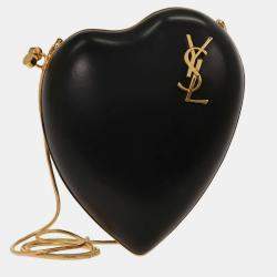 Pre Owned Saint Laurent Black Love Box Clutch Shoulder Bag