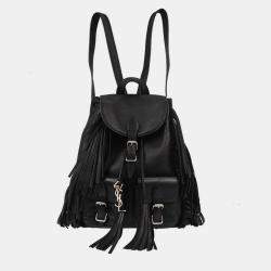 Pre Owned Saint Laurent Black Fringe Festival Backpack