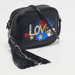 Pre Owned Saint Laurent Black Leather Mini Love Blogger Crossbody Bag