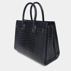 Pre Owned Saint Laurent Paris Black Croc Embossed Leather Sac de Jour Baby Handbag