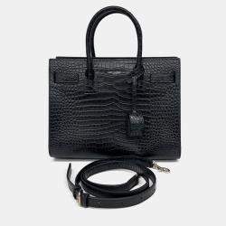 Pre Owned Saint Laurent Paris Black Croc Embossed Leather Sac de Jour Baby Handbag