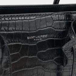 Pre Owned Saint Laurent Paris Black Croc Embossed Leather Sac de Jour Baby Handbag