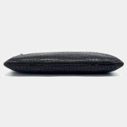 Pre Owned Saint Laurent Paris Black Leather Monogram Clutch
