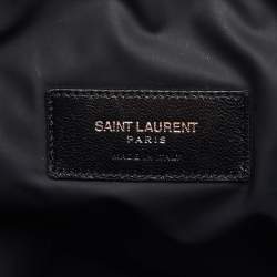 مملوكة مسبقًا Saint Laurent Black/Khaki Stripe Canvas and Leather Zip Pouch