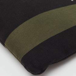 مملوكة مسبقًا Saint Laurent Black/Khaki Stripe Canvas and Leather Zip Pouch