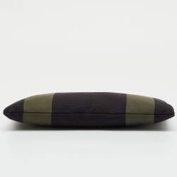 مملوكة مسبقًا Saint Laurent Black/Khaki Stripe Canvas and Leather Zip Pouch