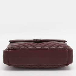 Pre Owned Saint Laurent Burgundy Matelassé Leather Medium College Top Handle Bag
