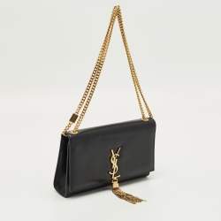 Pre Owned Saint Laurent Black Leather Medium Kate Tassel Shoulder Bag