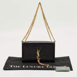 Pre Owned Saint Laurent Black Leather Medium Kate Tassel Shoulder Bag